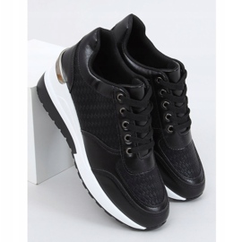 Noir MY-2717 Chaussures de sport noires sur talon compensé dissimulé 1