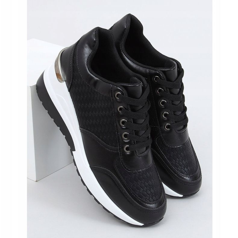 Noir MY-2717 Chaussures de sport noires sur talon compensé dissimulé le noir 1