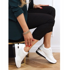 Blanc MY-2717 Chaussures de sport blanches sur un talon compensé caché 3