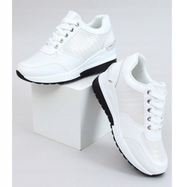 Blanc MY-2717 Chaussures de sport blanches sur un talon compensé caché 1