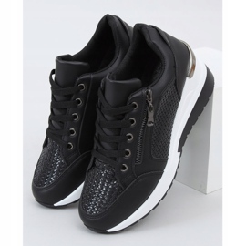 Noir MY-2716 Chaussures de sport noires sur talon compensé caché 1