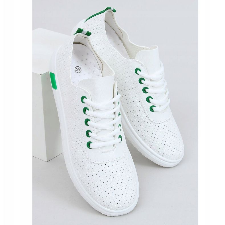 Baskets femme blanches et vertes LA42 Green 1
