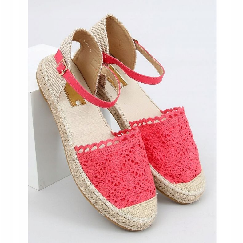 Espadrilles en dentelle framboise LX201 Rouge rose 1 Espadrilles en dentelle framboise LX201 Rouge rose 1
