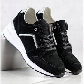Filippo Chaussures de sport en cuir noir 1