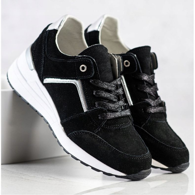 Filippo Chaussures de sport en cuir noir 1