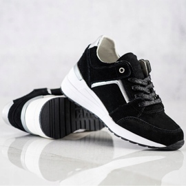 Filippo Chaussures de sport en cuir noir 2