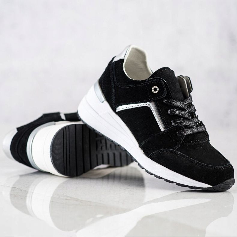 Filippo Chaussures de sport en cuir noir 2