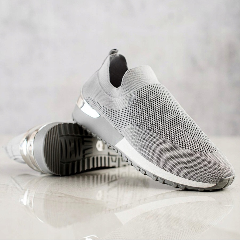 SHELOVET Baskets ajourées en textile gris 1