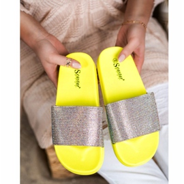 Seastar Pantoufles Avec Cristaux doré jaune 2