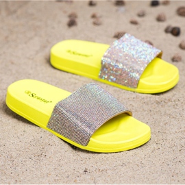 Seastar Pantoufles Avec Cristaux d'or jaune 1