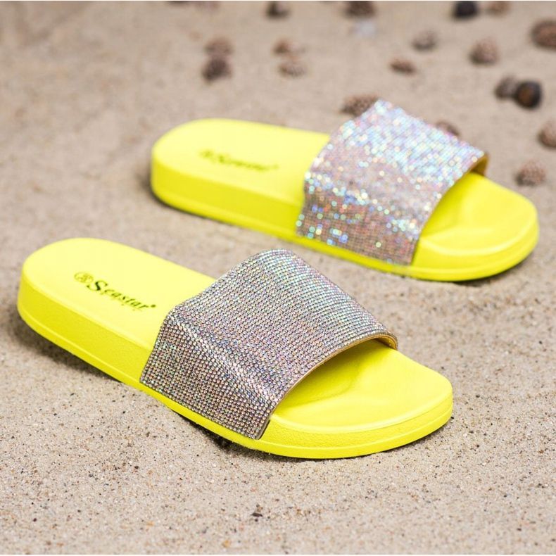 Seastar Pantoufles Avec Cristaux doré jaune 1