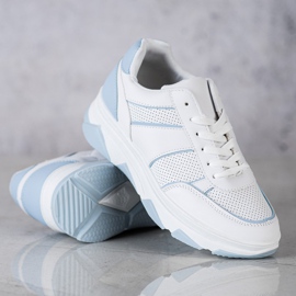 SHELOVET Chaussures de sport décontractées blanche bleu 1