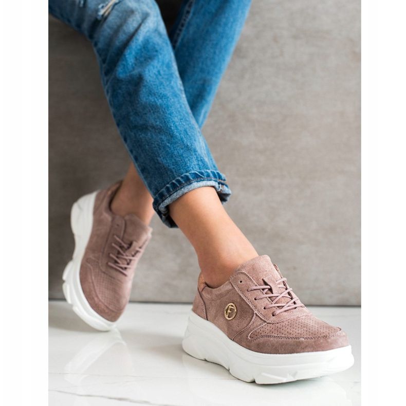 Filippo Baskets en cuir sur la plate-forme brun rose 1