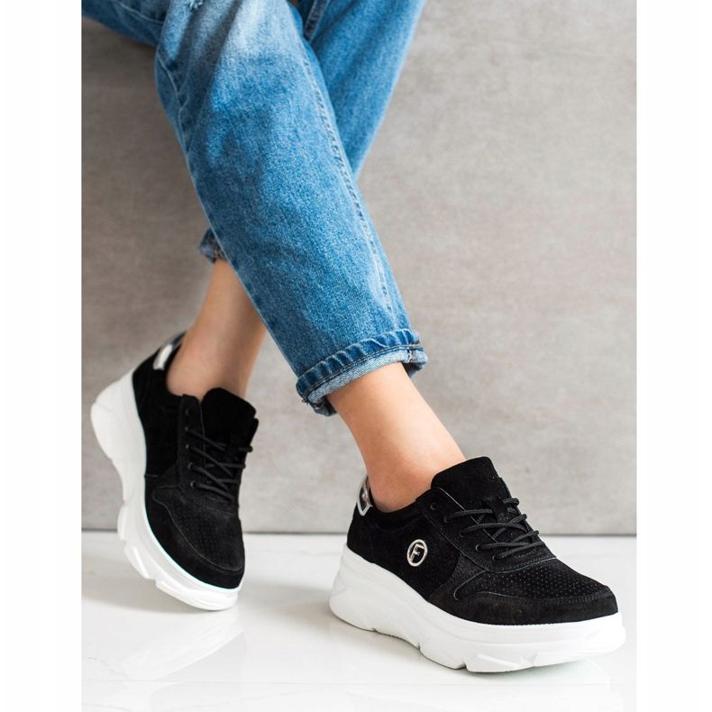 Filippo Baskets en cuir sur la plate-forme le noir 2