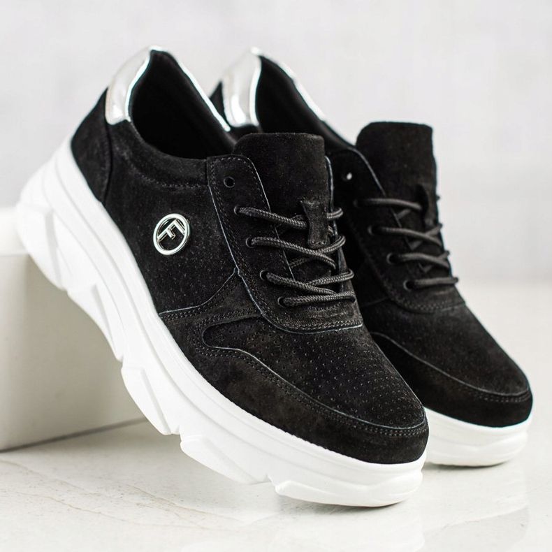 Filippo Baskets en cuir sur la plate-forme le noir 1