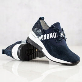 Filippo Baskets compensées en cuir bleu marine 1