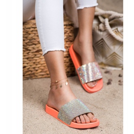 Seastar Pantoufles Avec Cristaux orange argent 1 Seastar Pantoufles Avec Cristaux orange argent 1