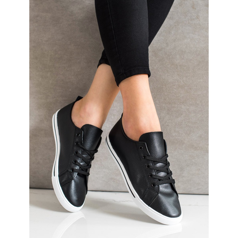 SHELOVET Baskets basses confortables noir 2