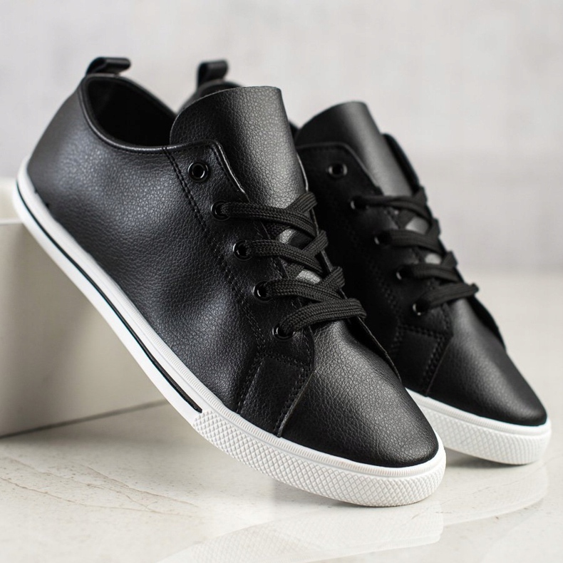 SHELOVET Baskets basses confortables noir 1