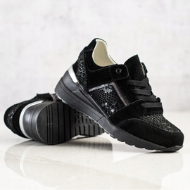 Evento Baskets en cuir à imprimé serpent noir 1