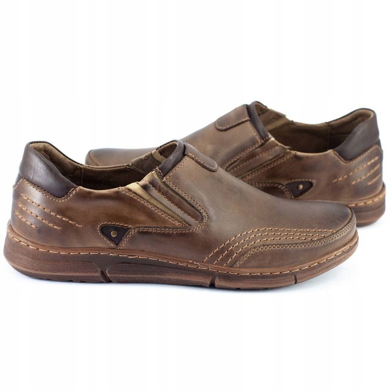 Polbut Chaussures sans lacets pour hommes J51 marron brun 4