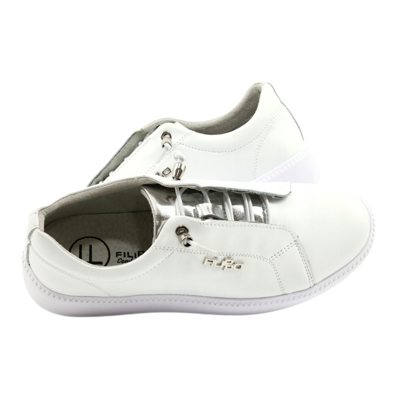 Filippo Baskets en cuir élégantes DP2041/21 WH blanc argent 4