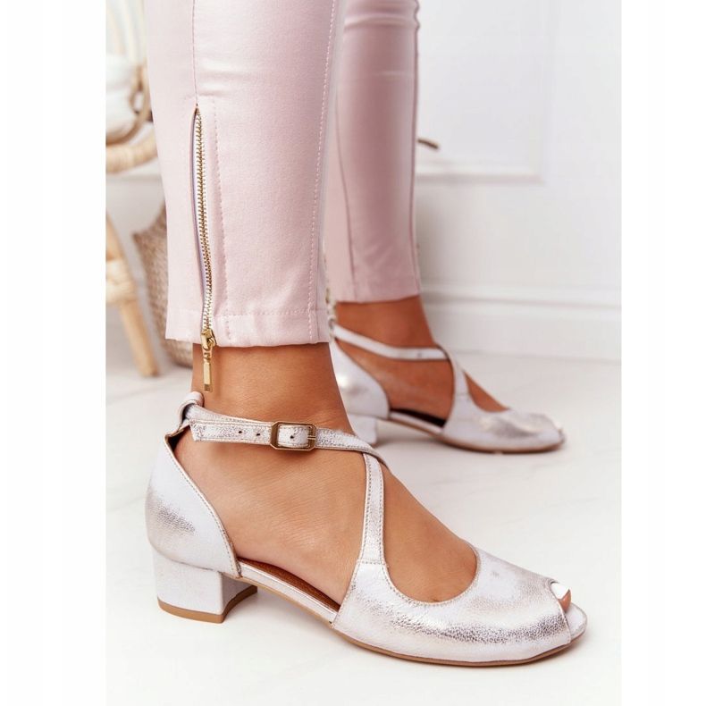 Sandales Talons Hauts Cuir Maciejka 04509-45 Beige-Or doré 1