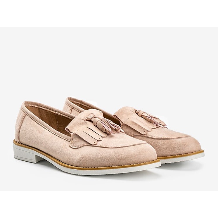 Chaussures en daim beige à franges Lorena 1