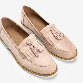 Chaussures en daim beige à franges Lorena 2