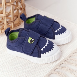 Baskets Enfant Avec Velcro Avec Un Requin Bleu Marine 2