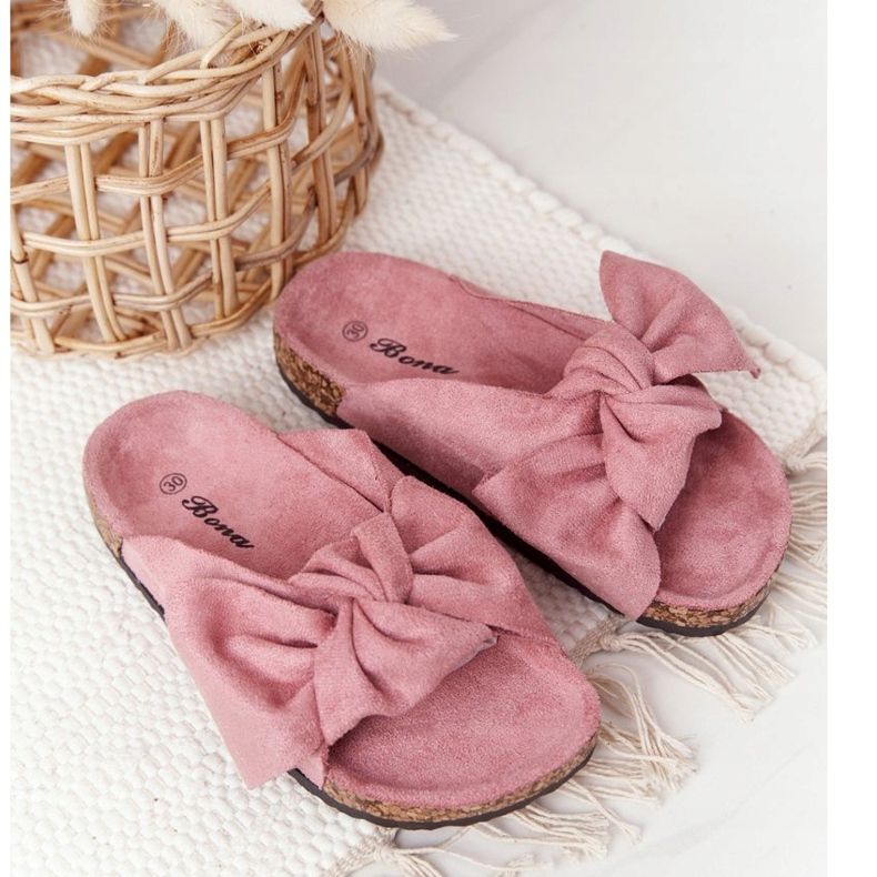 PB2 Chaussons Enfant Sur Liège Rose Poudré Little Wendy 1