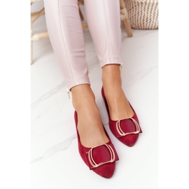 Ballerines En Daim Avec Boucle Sergio Leone BL623 ​​​​Bourgogne rouge multicolore 3