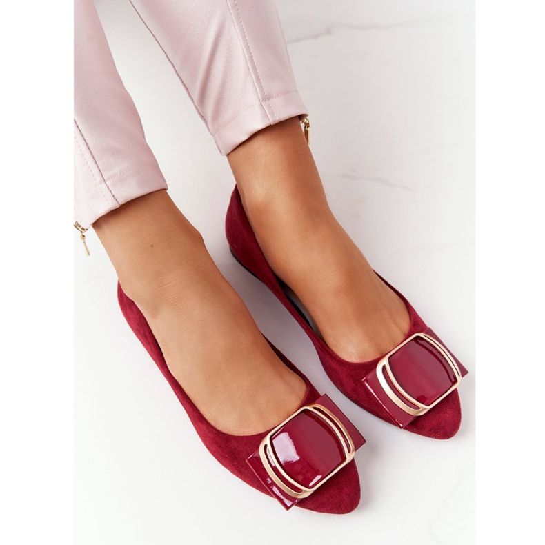 Ballerines En Daim Avec Boucle Sergio Leone BL623 ​​​​Bourgogne rouge multicolore 1
