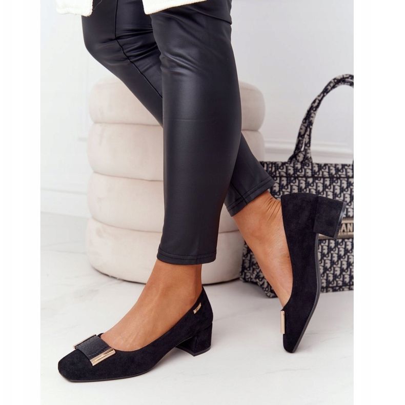 Escarpins en daim à talon Sergio Leone PB142 Noir le noir 1
