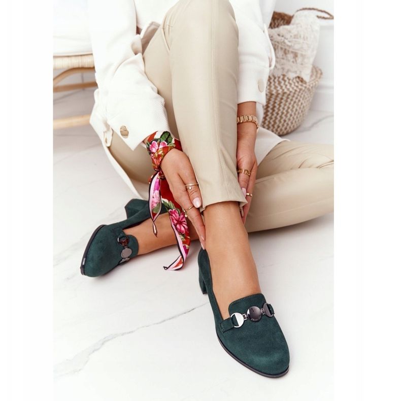 Escarpins en daim à talon Sergio Leone PB148 Vert 1