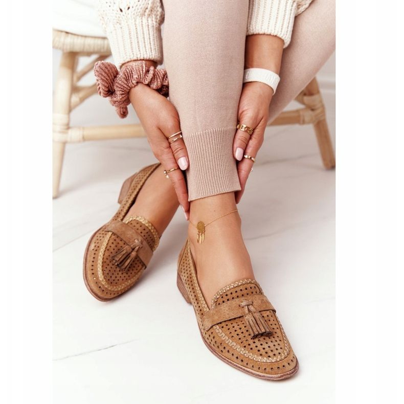 Mocassins Ajourés Sergio Leone MK735 Camel brun multicolore 2