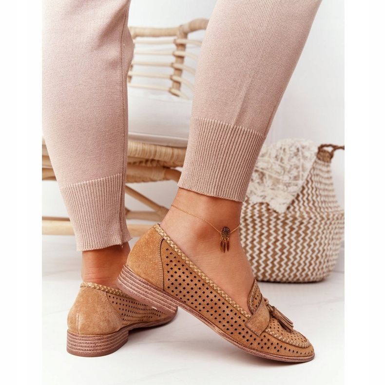 Mocassins Ajourés Sergio Leone MK735 Camel brun multicolore 1