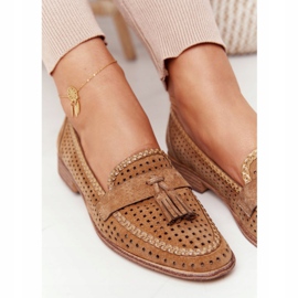 Mocassins Ajourés Sergio Leone MK735 Camel brun multicolore 4