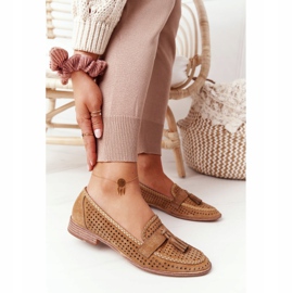 Mocassins Ajourés Sergio Leone MK735 Camel brun multicolore 5