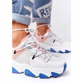 Chaussures de sport à grandes semelles GOE HH2N4034 Blanc-Rose blanche 2
