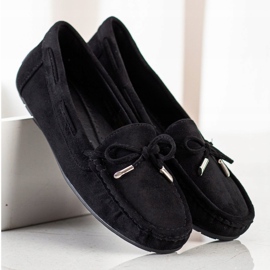 SHELOVET Mocassins confortables en daim le noir 3