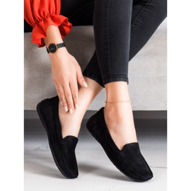 SHELOVET Mocassins en daim noirs le noir 1