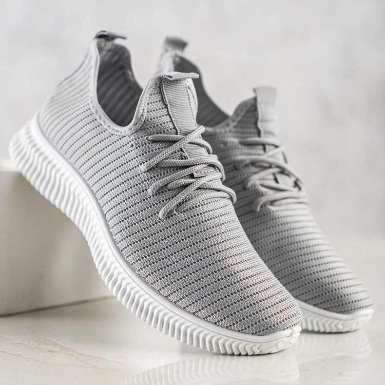 SHELOVET Baskets à enfiler confortables gris 1