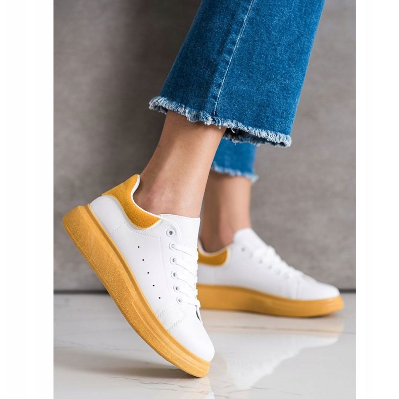 SHELOVET Baskets sur la plate-forme jaune blanc 1