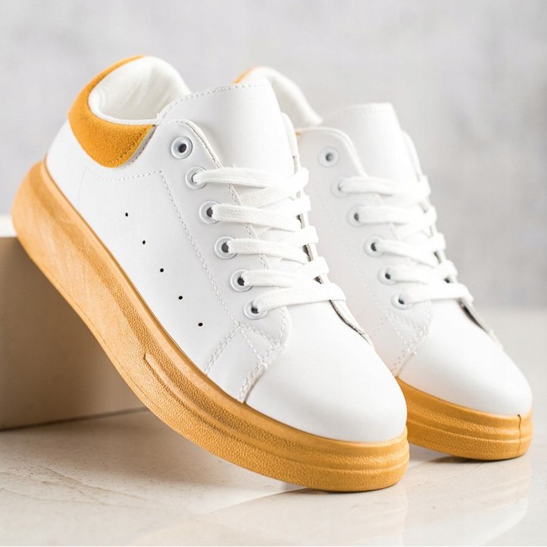 SHELOVET Baskets sur la plate-forme jaune blanc 2