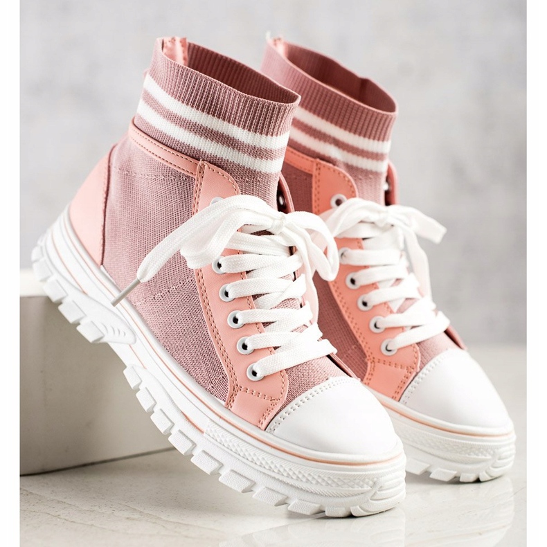 SHELOVET Baskets à enfiler à la mode rose 1