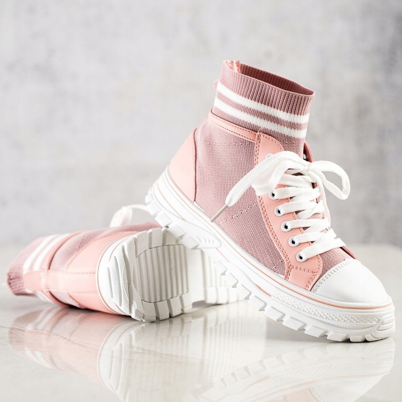 SHELOVET Baskets à enfiler à la mode rose 2