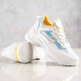 SHELOVET Baskets à paillettes blanc 1