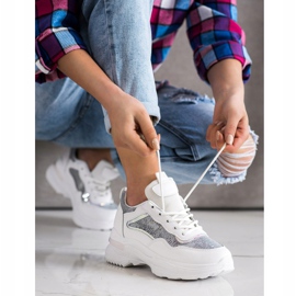 SHELOVET Baskets à paillettes blanche 2