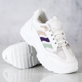 SHELOVET Baskets à rayures colorées blanche 1